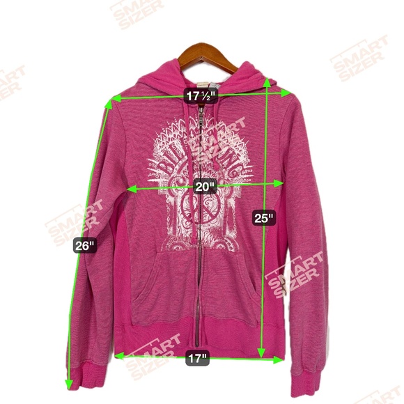 Billabong Y2K Pink Zip Up Hoodie Women's XL Peace Sign Bohemian Hippie Logo - Picture 14 of 14